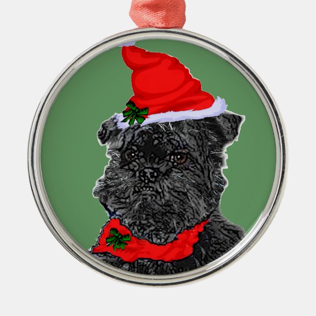 Ornement Métallique Noël d'Affenpinscher (Devant)