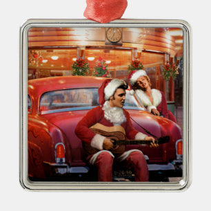 Ornement Métallique Noël d'Elvis et de Marilyn