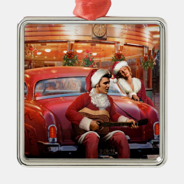 Ornement Métallique Noël d'Elvis et de Marilyn (Devant)