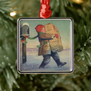 Ornement Métallique Noël Vintage, Enfant avec grand forfait
