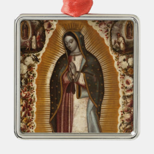 ORNEMENT MÉTALLIQUE NOTRE DAME DE GUADALUPE PRIE POUR NOUS