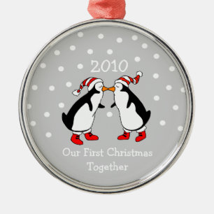 Ornement Métallique Notre premier Noël Ensemble 2010 (Pingouins)