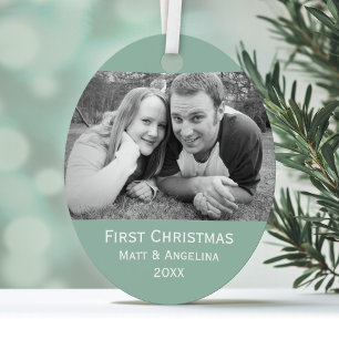 Ornement Métallique Notre première photo de Noël - Mariage ou Fiançail
