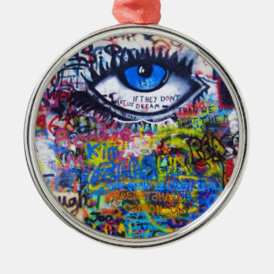 Ornement Métallique Oeil mauvais de graffiti bleu