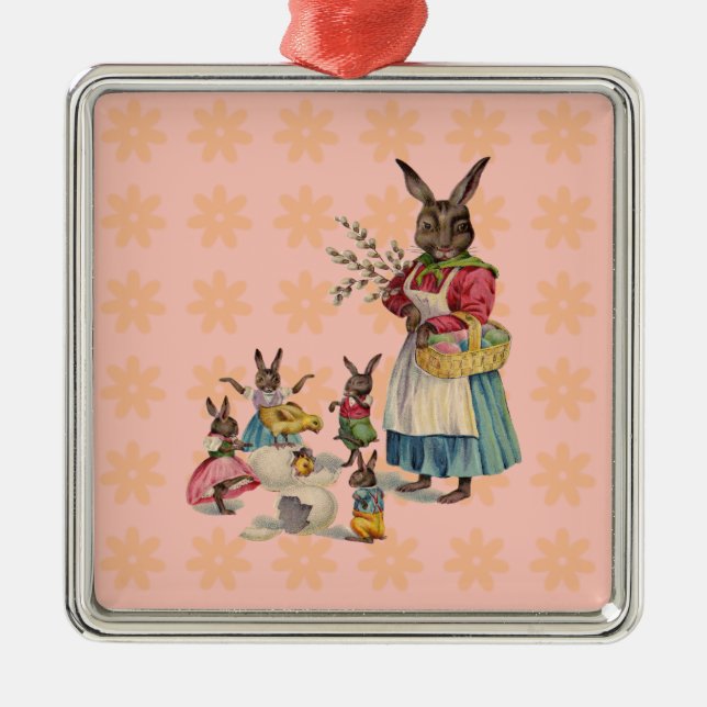 Ornement Métallique Oeufs de lapin de Pâques (Devant)