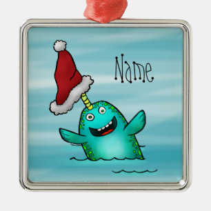 Ornement Métallique Ornement, modèle nommé Narwhal mignon Père Noë
