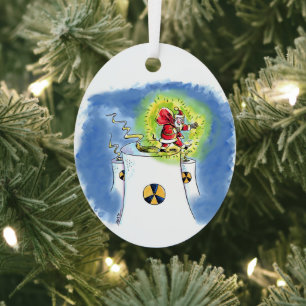 Ornement métallique ovale Père Noël irradié