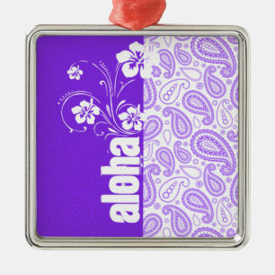 Ornement Métallique Paisley pourpre ; Aloha, ketmie