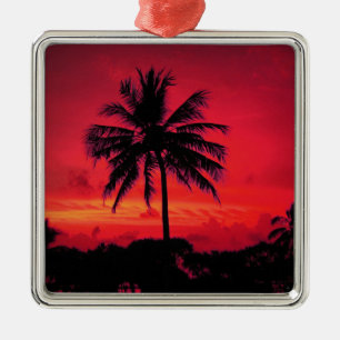 Ornement Métallique Palmiers exotiques du coucher de soleil de l'Hawaï