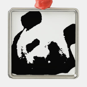 Ornement Métallique Panda d'art noir blanc