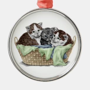 Ornement Métallique Panier de chatons