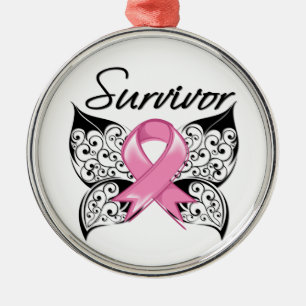 Ornement Métallique Papillon de survivant de cancer du sein