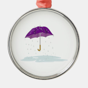 Ornement Métallique Parapluie pourpre sous la pluie