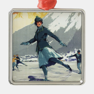 Ornement Métallique Patinage de glace - affiche olympique de promo de