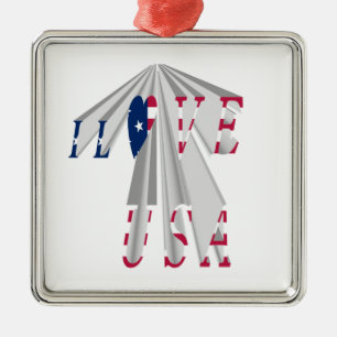 Ornement Métallique Patriotisme effarant : I Love USA Perspective Art