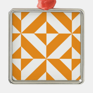 Ornement Métallique Patters de Burnt Orange Geometric Deco Cube