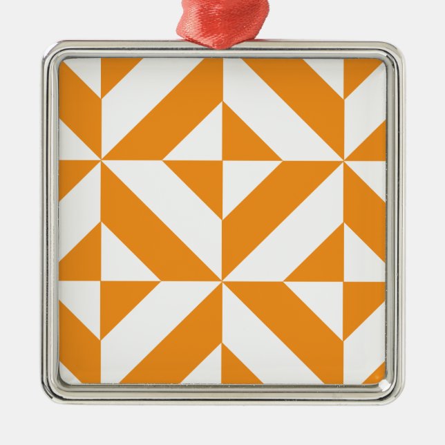 Ornement Métallique Patters de Burnt Orange Geometric Deco Cube (Devant)