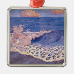 Ornement Métallique Paysage marin bleu, effet de vague, c.1893