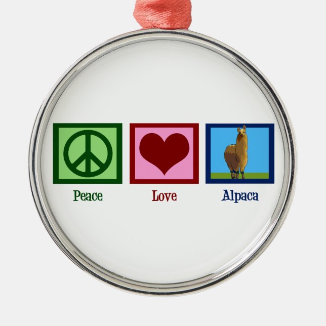 Ornement Métallique Peace Love Alpaca (Devant)