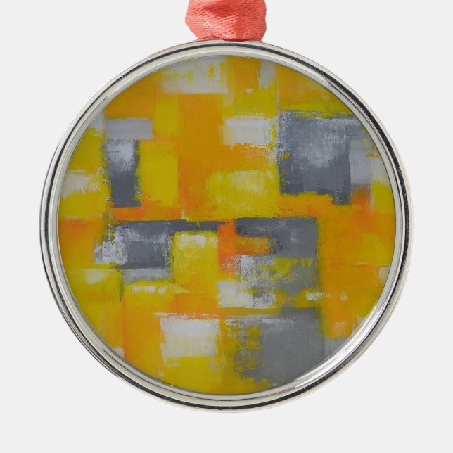Ornement Métallique peinture gris jaune blanc abstrait (Devant)