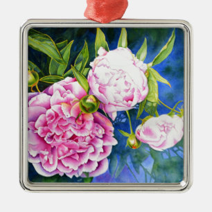 Ornement Métallique Peinture rose blanche  romantique floral
