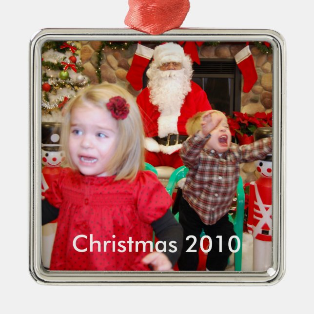 Ornement Métallique Père Noël de visite, Noël 2010 (Devant)