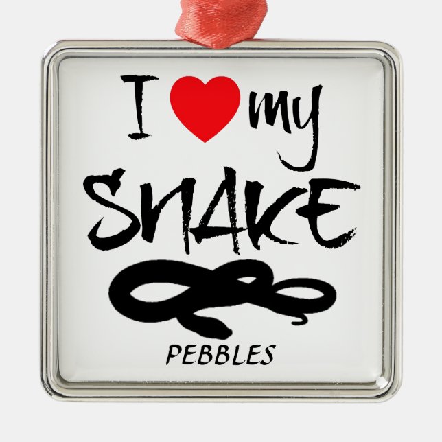 Ornement Métallique Personnalisé J'Aime Mon Serpent (Devant)