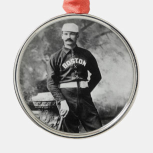 Ornement Métallique Photo de sport vintage, joueur de baseball de Bost