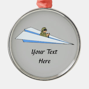 Ornement Métallique Pilote d'avion en papier amusant