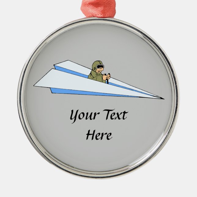 Ornement Métallique Pilote d'avion en papier amusant (Devant)