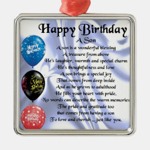 Ornement Métallique Poème de fils - joyeux anniversaire
