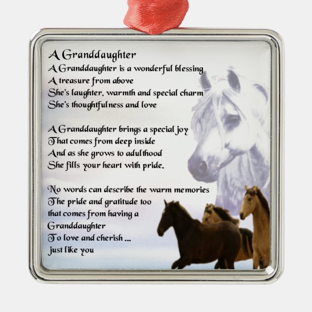 Ornement Métallique Poème de la petite-fille - Design de chevaux (Devant)