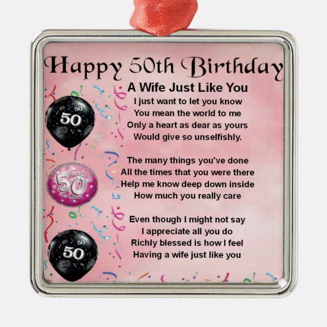 Ornement Métallique Poème d'épouse - cinquantième anniversaire (Devant)