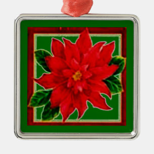 Ornement Métallique Poinsettia rouge