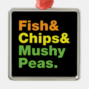 Ornement Métallique Poissons & Chips & Pois Musqués.