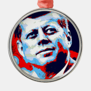 Ornement Métallique Pop Art JFK John F. Kennedy Red Blue
