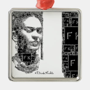 Ornement Métallique Portrait noir et blanc de Frida Kahlo