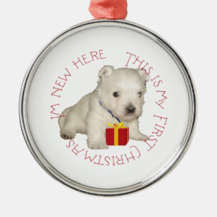 Ornement Métallique Premier Noël de chiot Westie