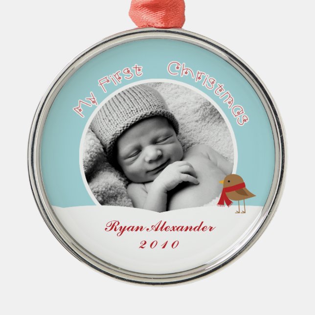 Ornement Métallique Premier Noël du bébé (Devant)