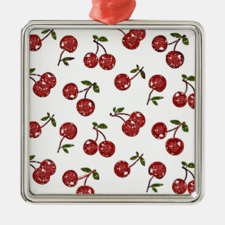 Ornement Métallique RAB Rockabilly très cerise cerises sur blanc