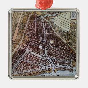 Ornement Métallique Réplique carte de la ville de Rotterdam 1652
