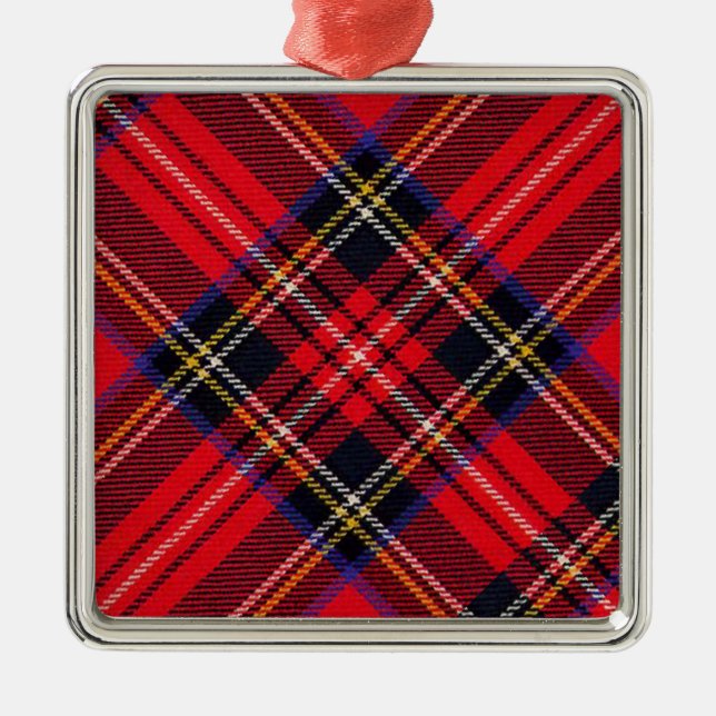 Ornement Métallique Royal Stewart tartan rouge noir plaid (Devant)