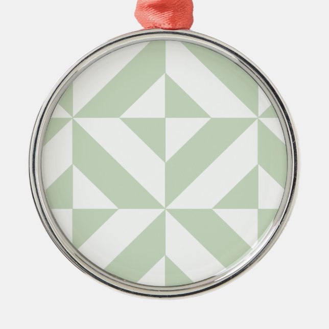 Ornement Métallique Sage Green Geometric Deco Cube Pattern (Devant)