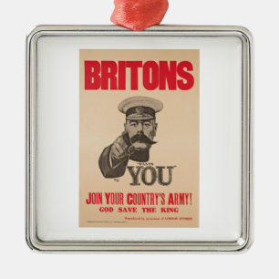 Ornement Métallique Seigneur Kitchener Wants You WWI Propaganda de