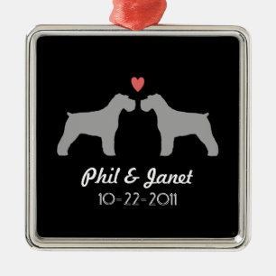 Ornement Métallique Silhouettes de Schnauzer Amour Chiens Nouvellement