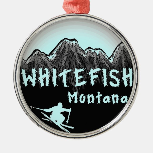 Ornement Métallique Skieur artistique du Montana de poisson à chair (Devant)