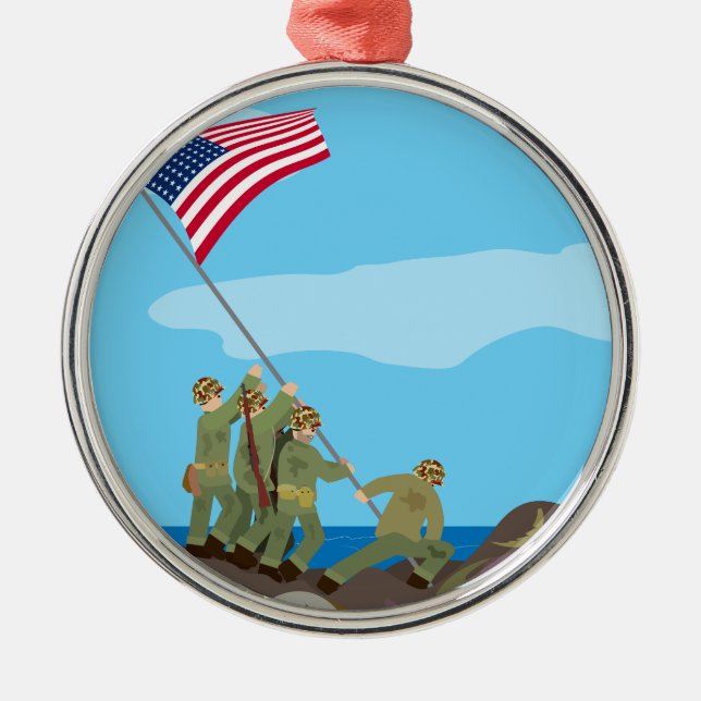 Ornement Métallique Soulevant le drapeau sur Iwo Jima (histoire (Devant)