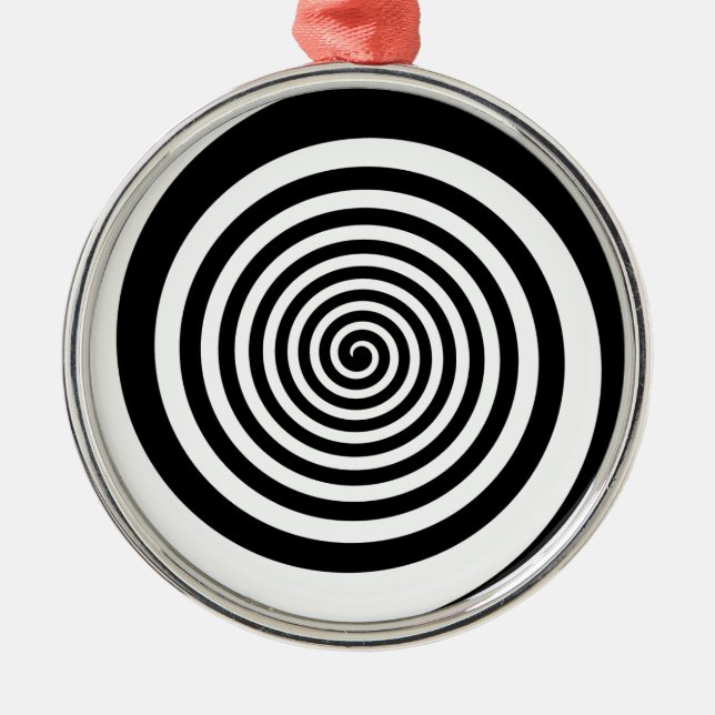 Ornement Métallique Spirale hypnotique noire et blanche (Devant)