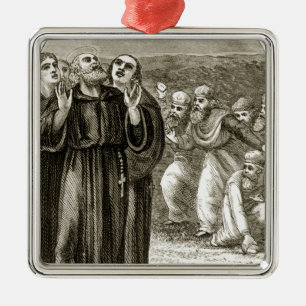 Ornement Métallique St Columba chantant, et attaqué par les druides,