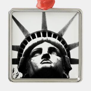 Ornement Métallique Statue noire et blanche de la Liberté